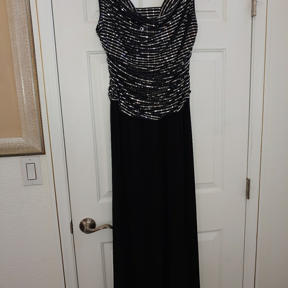 R & M Richards Black and Silver Jumpsuit